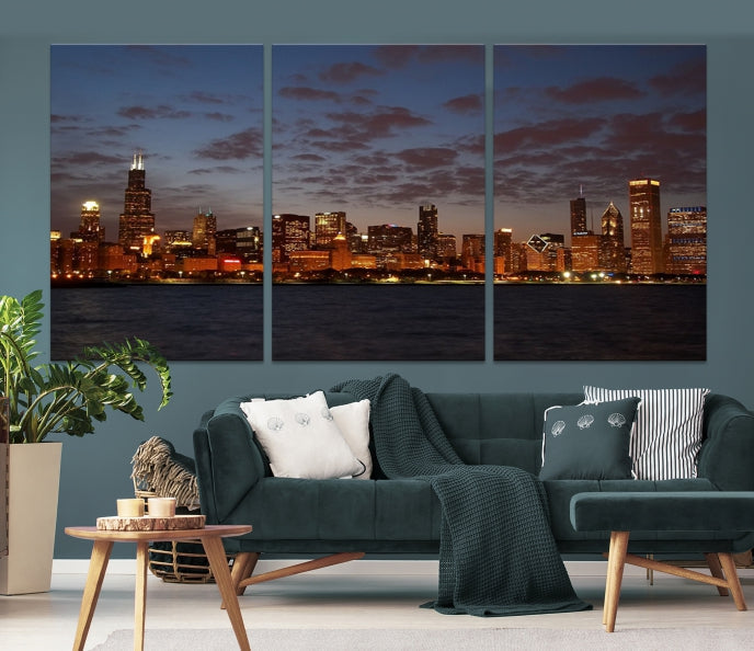 Chicago Wall Art Skyline Canvas Print Extra Large Chicago City Artwork