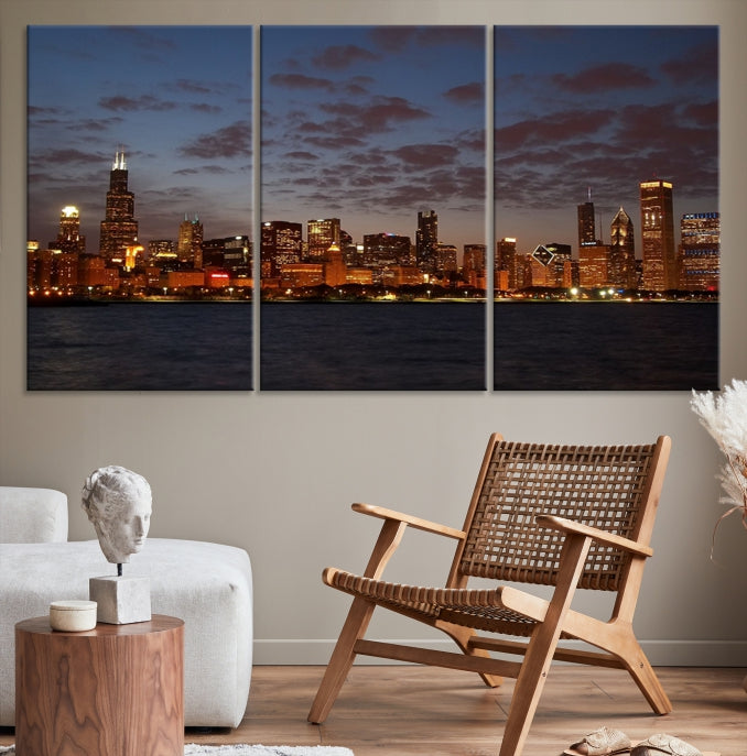 Chicago Wall Art Skyline Canvas Print Extra Large Chicago City Artwork