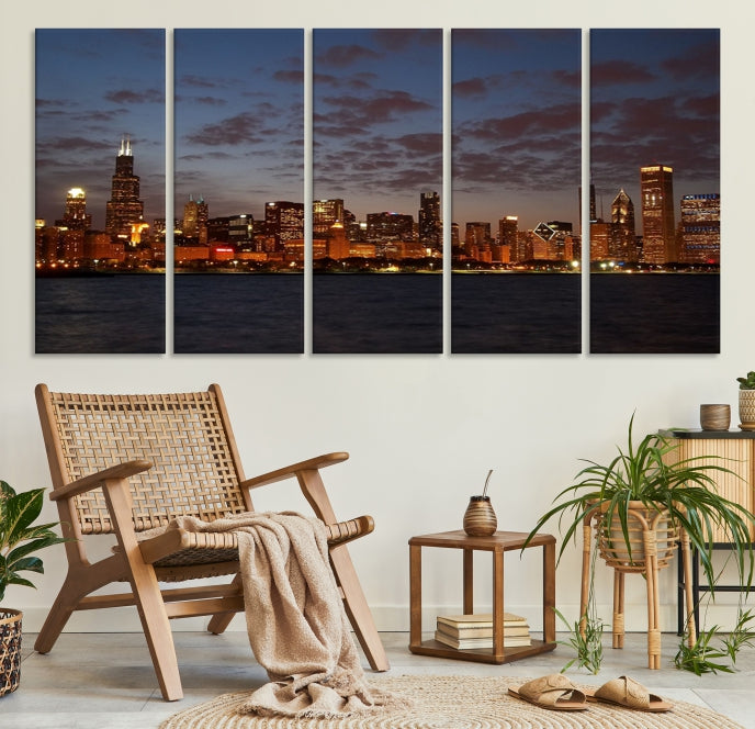 Chicago Wall Art Skyline Canvas Print Extra Large Chicago City Artwork