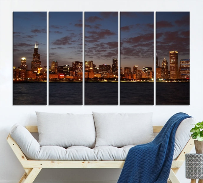 Chicago Wall Art Skyline Canvas Print Extra Large Chicago City Artwork