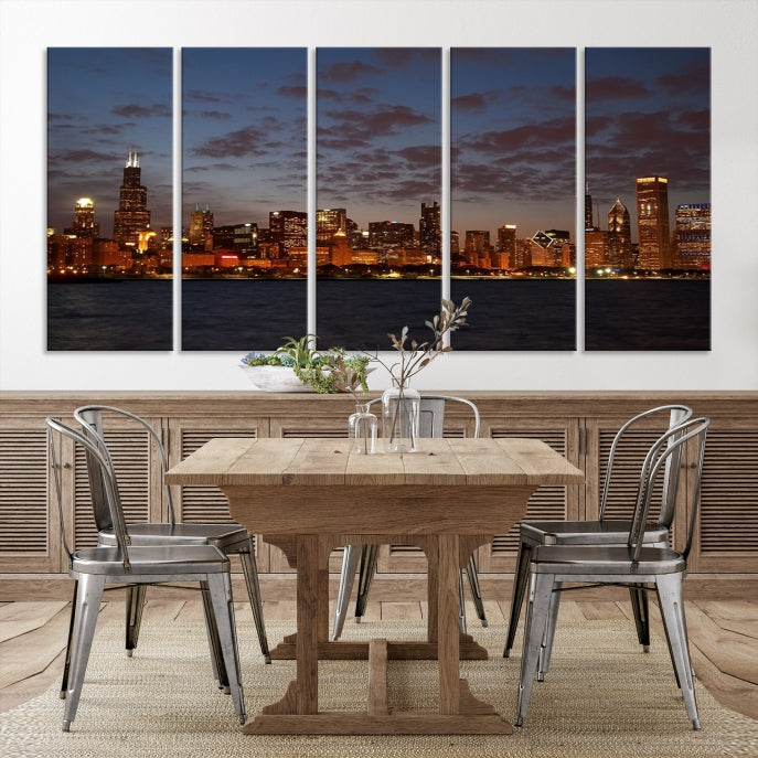 Chicago Wall Art Skyline Canvas Print Extra Large Chicago City Artwork