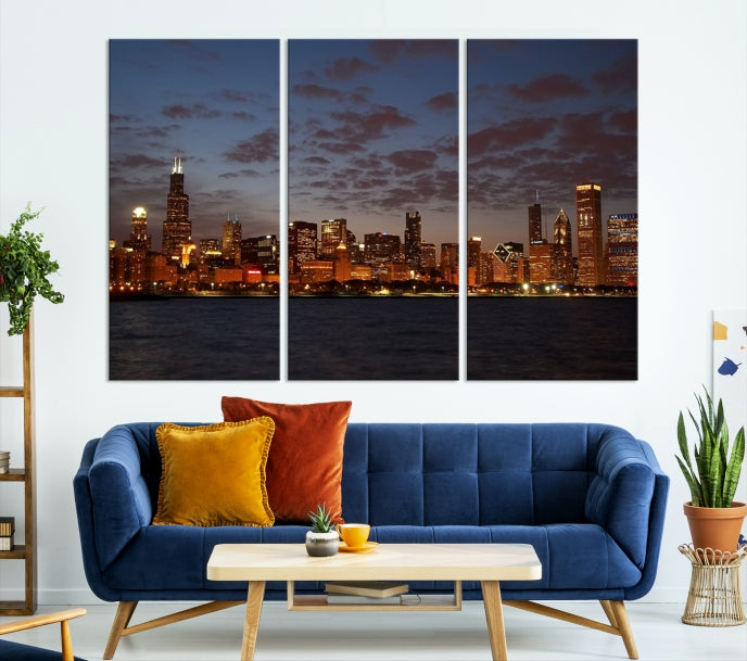 Chicago Wall Art Skyline Canvas Print Extra Large Chicago City Artwork