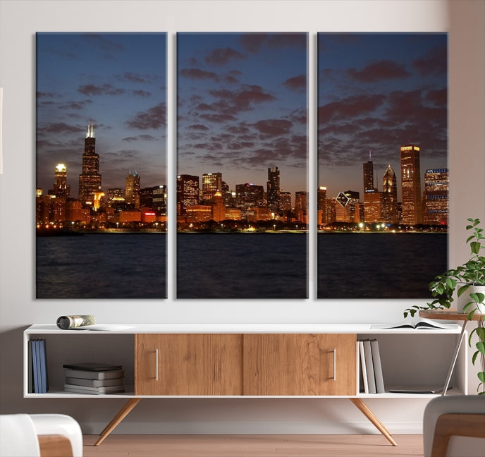 Chicago Wall Art Skyline Canvas Print Extra Large Chicago City Artwork