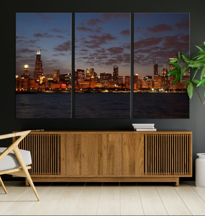 Chicago Wall Art Skyline Canvas Print Extra Large Chicago City Artwork