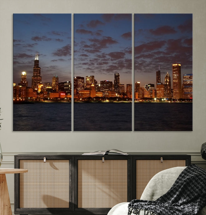 Chicago Wall Art Skyline Canvas Print Extra Large Chicago City Artwork