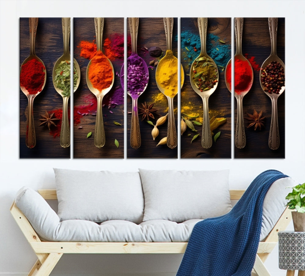 Choice Of Spices Art Canvas Print, Framed Canvas Kitchen Wall Decor, Set of Panel, Kitchen Gift for Chefs