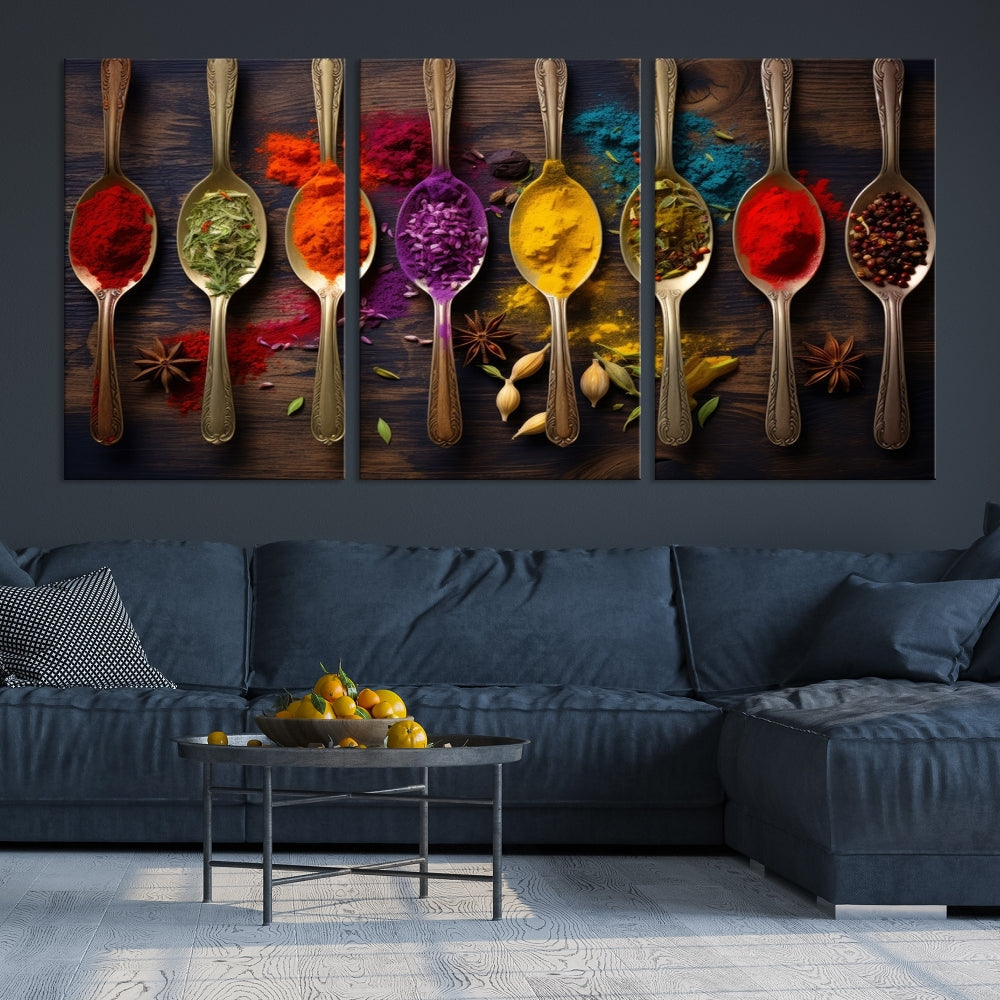 Choice Of Spices Art Canvas Print, Framed Canvas Kitchen Wall Decor, Set of Panel, Kitchen Gift for Chefs