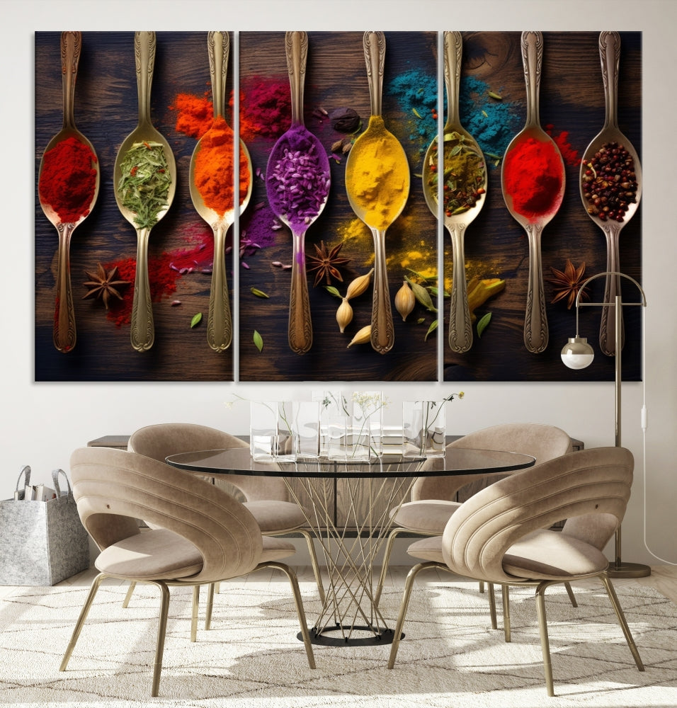 Choice Of Spices Art Canvas Print, Framed Canvas Kitchen Wall Decor, Set of Panel, Kitchen Gift for Chefs