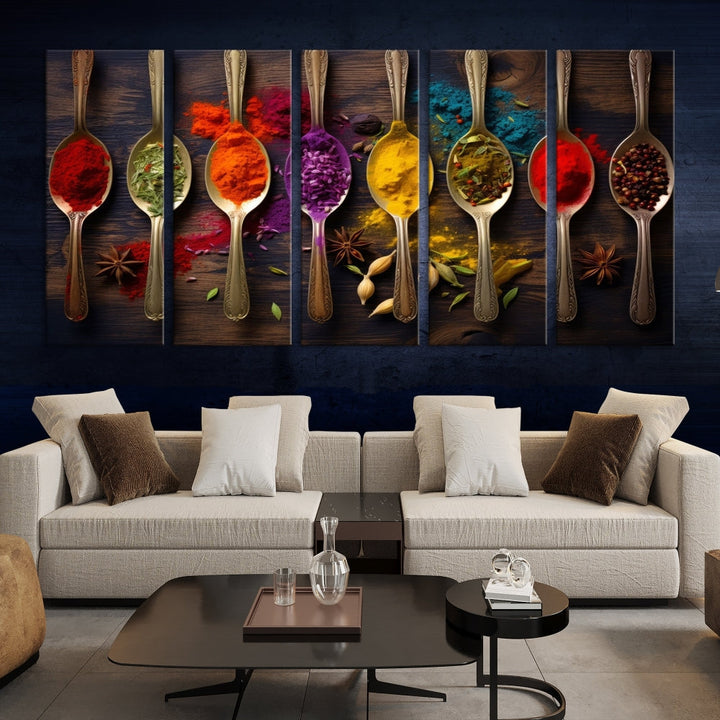 Choice Of Spices Art Canvas Print, Framed Canvas Kitchen Wall Decor, Set of Panel, Kitchen Gift for Chefs