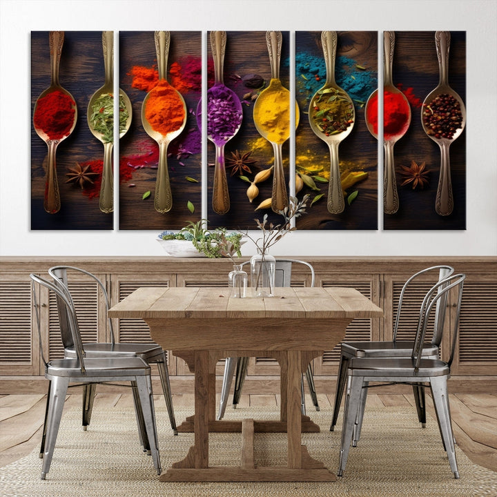 Choice Of Spices Art Canvas Print, Framed Canvas Kitchen Wall Decor, Set of Panel, Kitchen Gift for Chefs