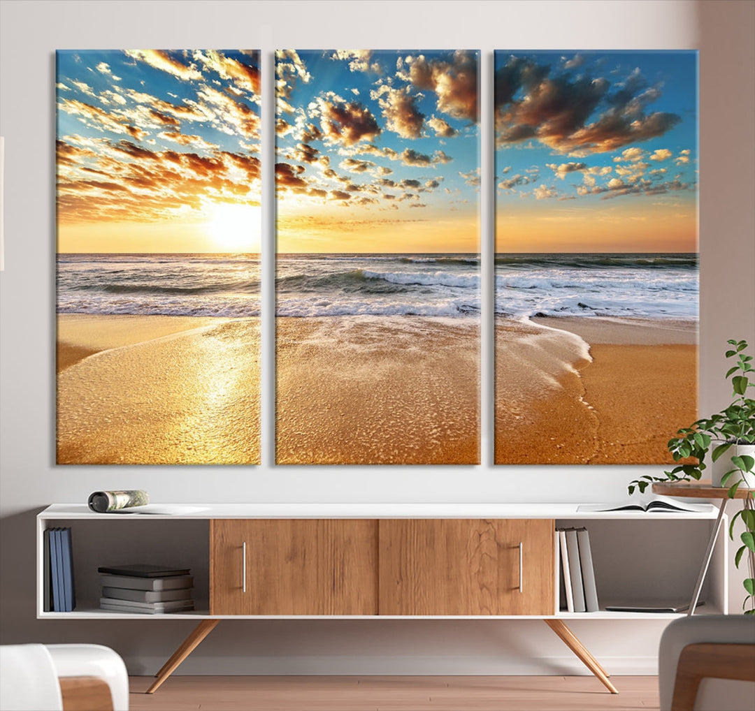 Coastal Sun Clouds Sand Perfection Wall Art Canvas Print