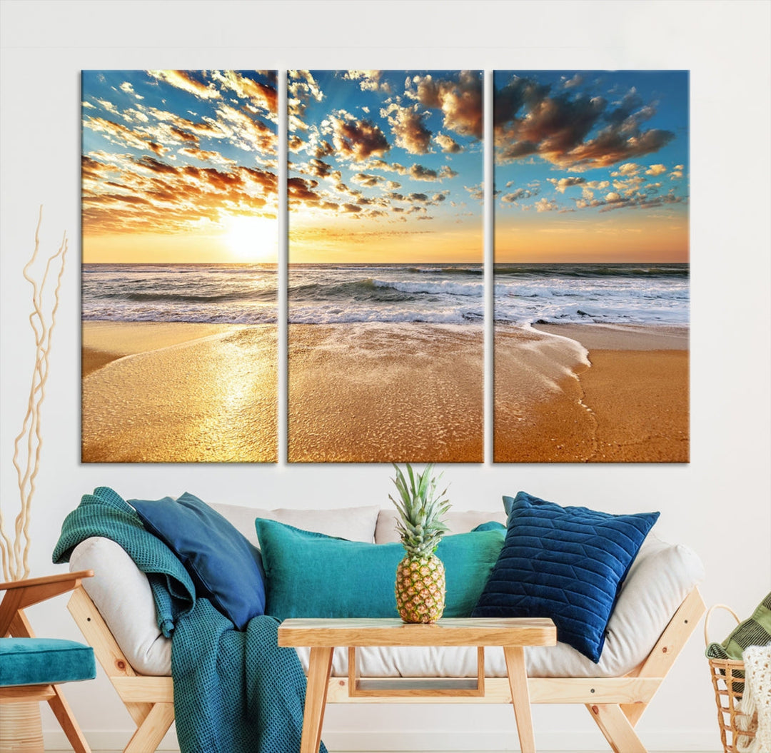 Coastal Sun Clouds Sand Perfection Wall Art Canvas Print