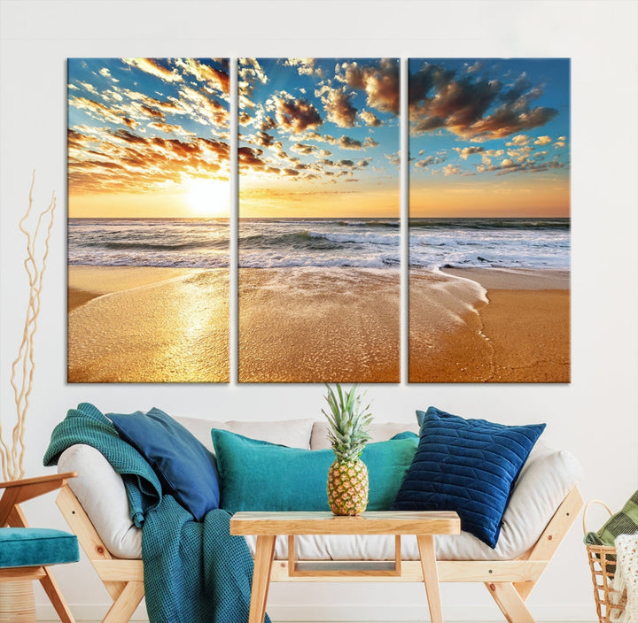 Coastal Sun Clouds Sand Perfection Wall Art Canvas Print