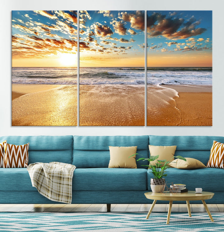 Coastal Sun Clouds Sand Perfection Wall Art Canvas Print