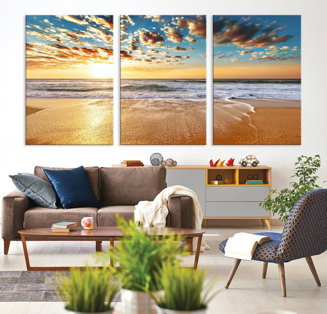 Coastal Sun Clouds Sand Perfection Wall Art Canvas Print