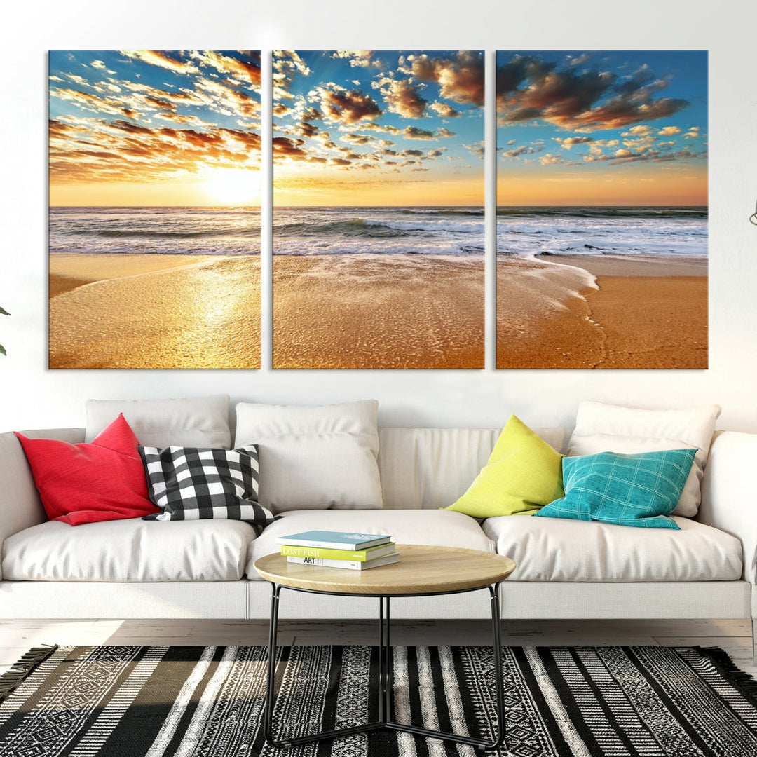 Coastal Sun Clouds Sand Perfection Wall Art Canvas Print