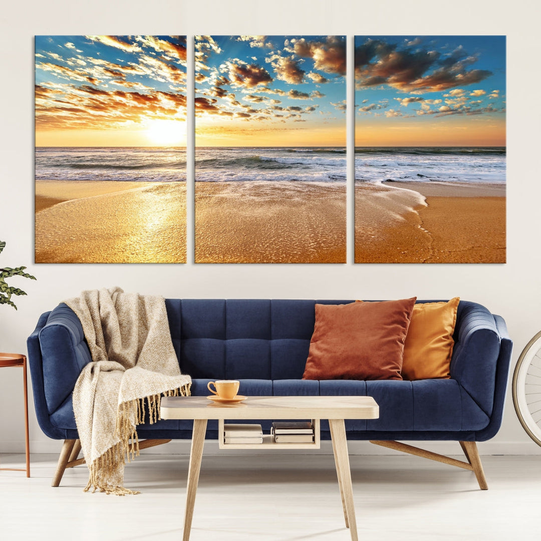 Coastal Sun Clouds Sand Perfection Wall Art Canvas Print