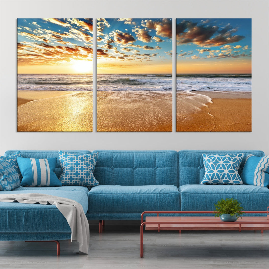 Coastal Sun Clouds Sand Perfection Wall Art Canvas Print