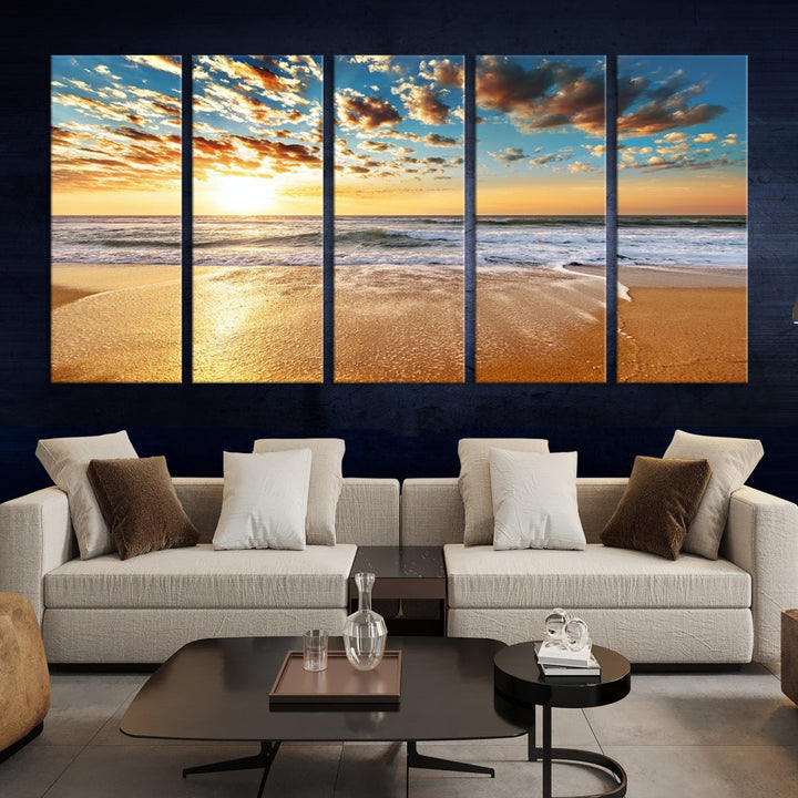 Coastal Sun Clouds Sand Perfection Wall Art Canvas Print