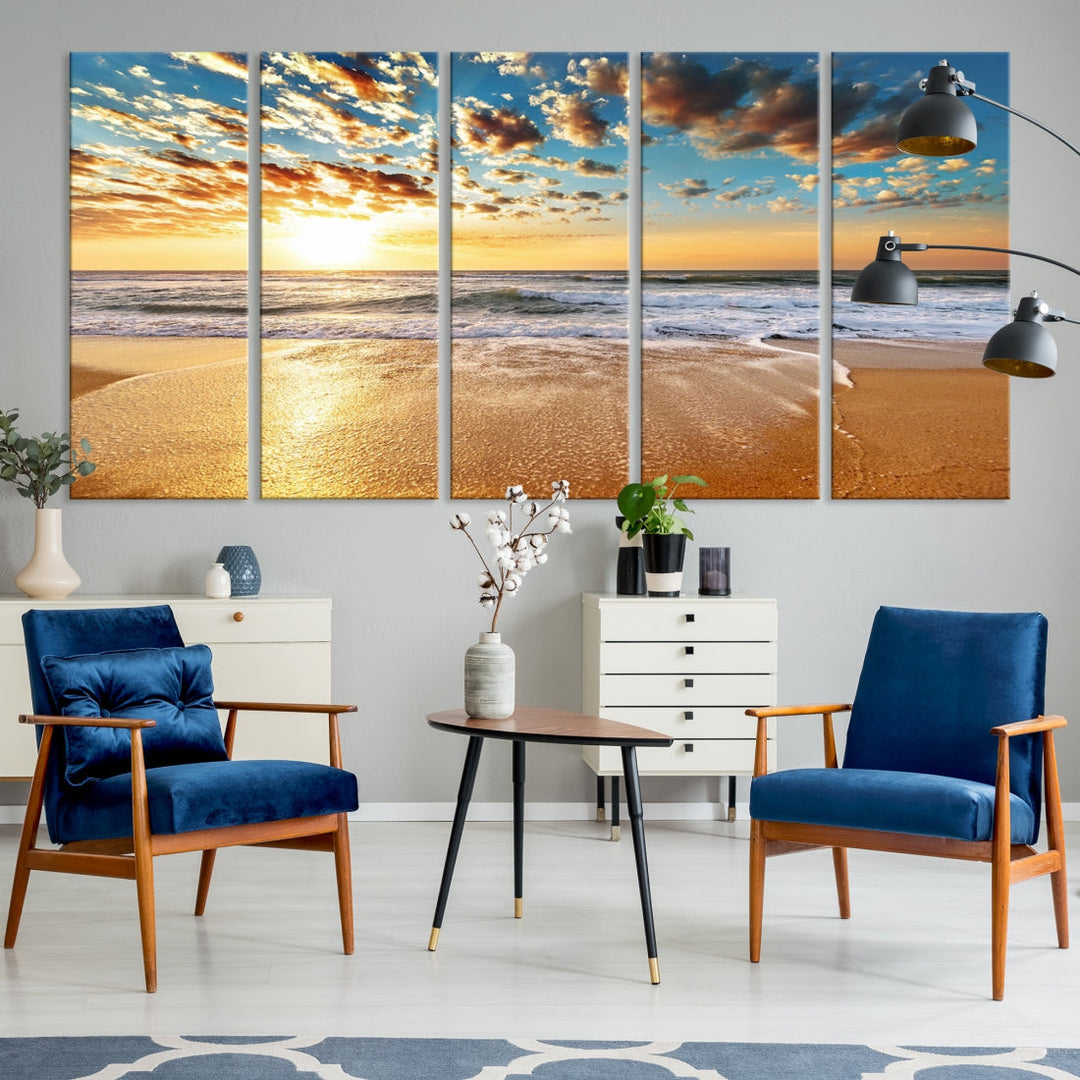 Coastal Sun Clouds Sand Perfection Wall Art Canvas Print