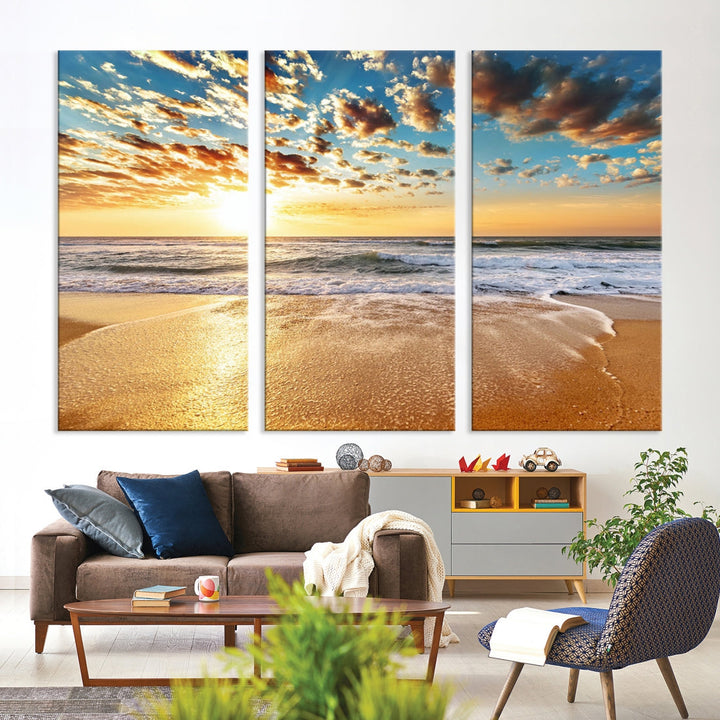 Coastal Sun Clouds Sand Perfection Wall Art Canvas Print