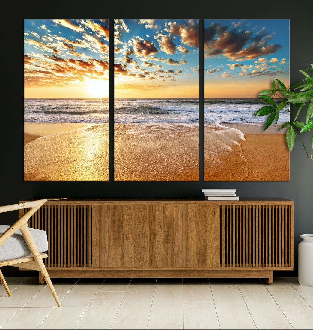 Coastal Sun Clouds Sand Perfection Wall Art Canvas Print