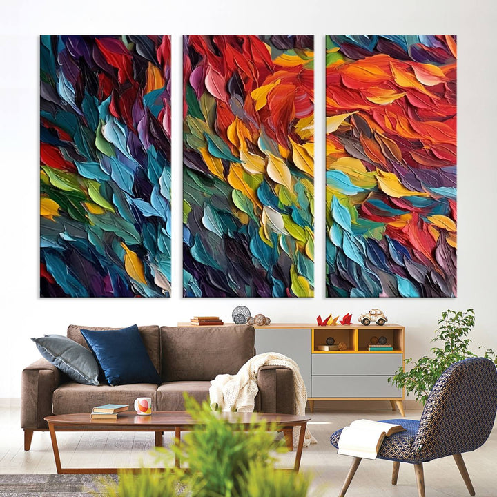 Colorful Abstract Leaf Wall Art Canvas Print