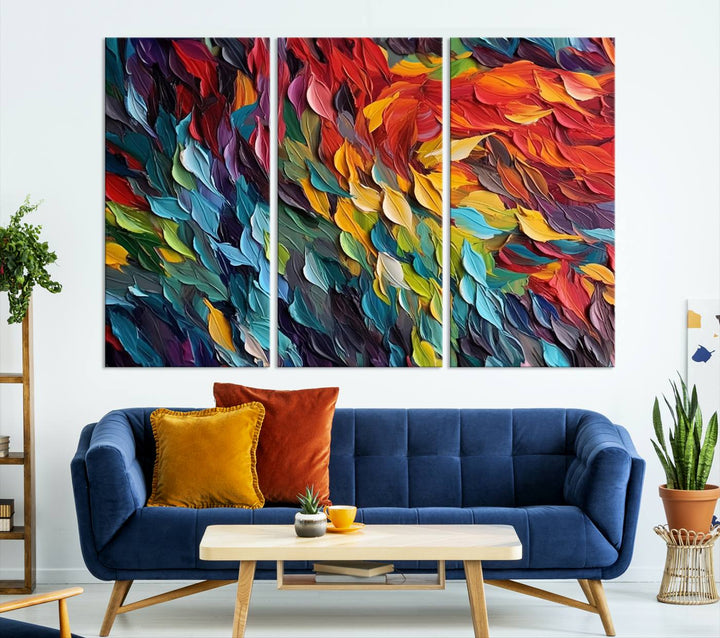 Colorful Abstract Leaf Wall Art Canvas Print