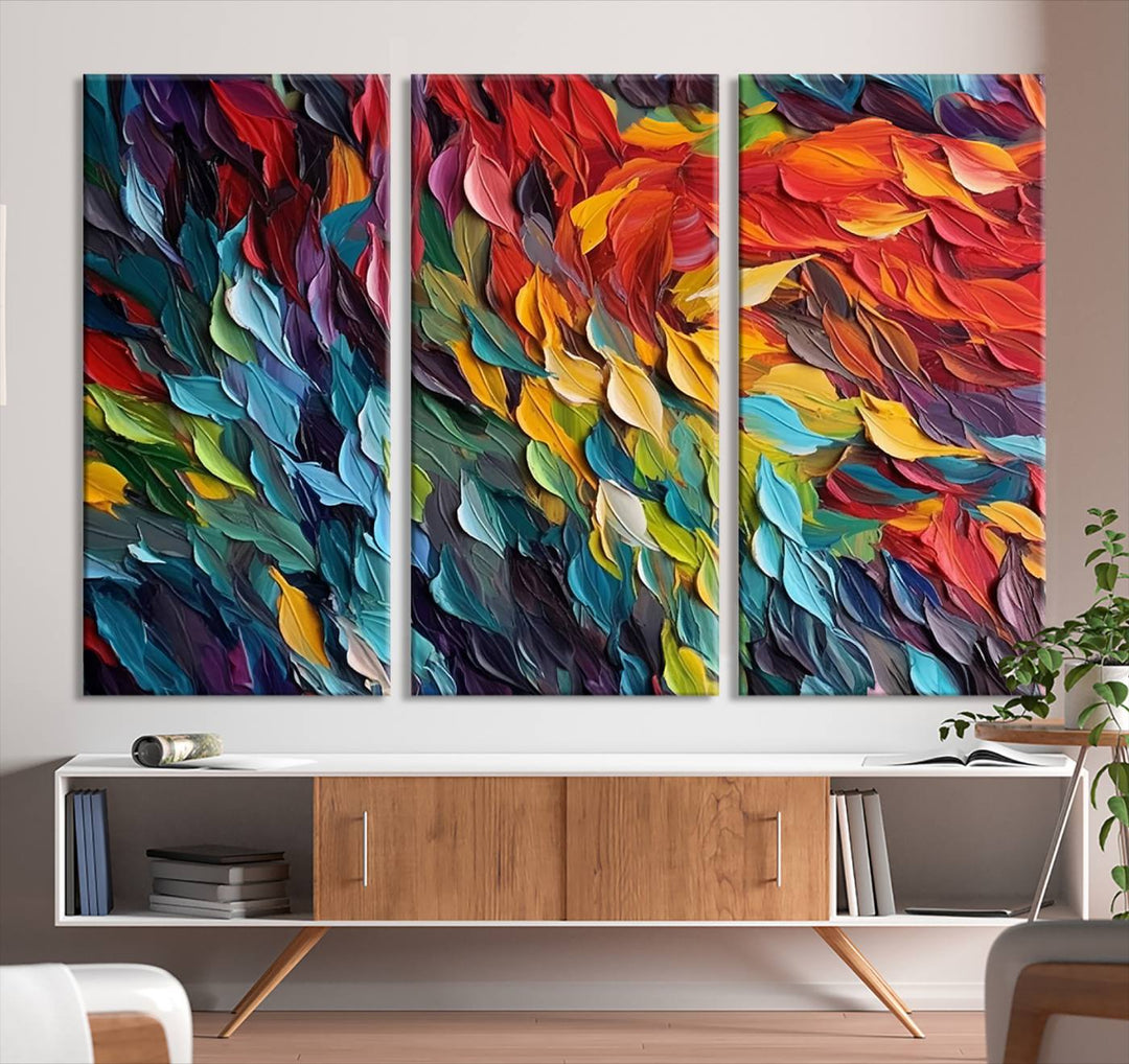 Colorful Abstract Leaf Wall Art Canvas Print