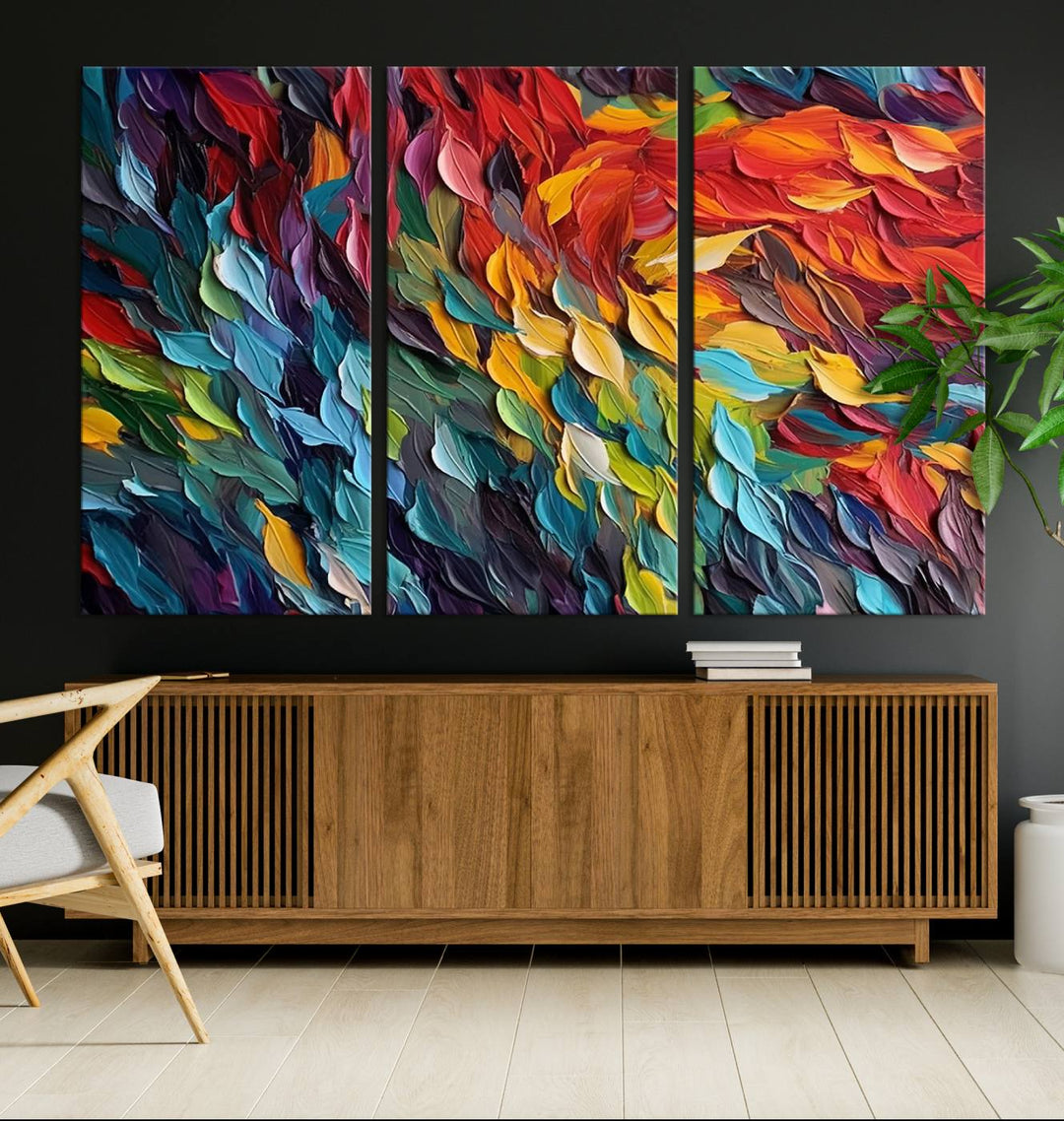 Colorful Abstract Leaf Wall Art Canvas Print