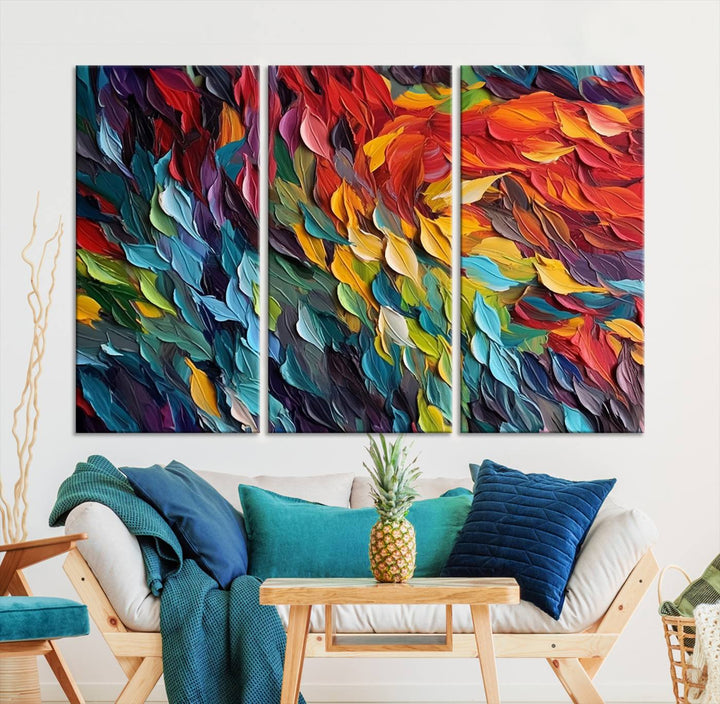 Colorful Abstract Leaf Wall Art Canvas Print