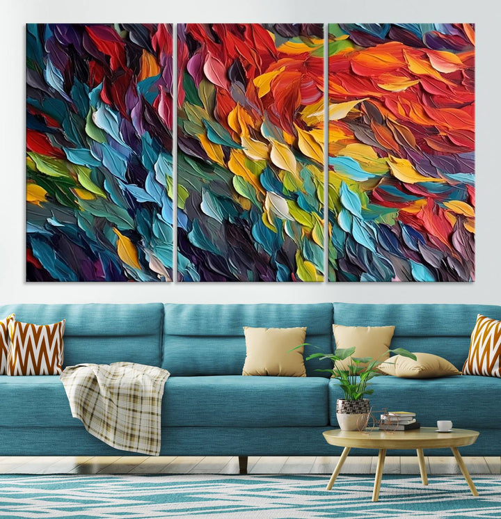 Colorful Abstract Leaf Wall Art Canvas Print