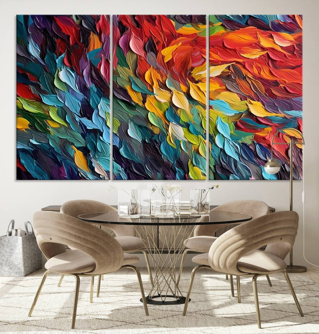 Colorful Abstract Leaf Wall Art Canvas Print