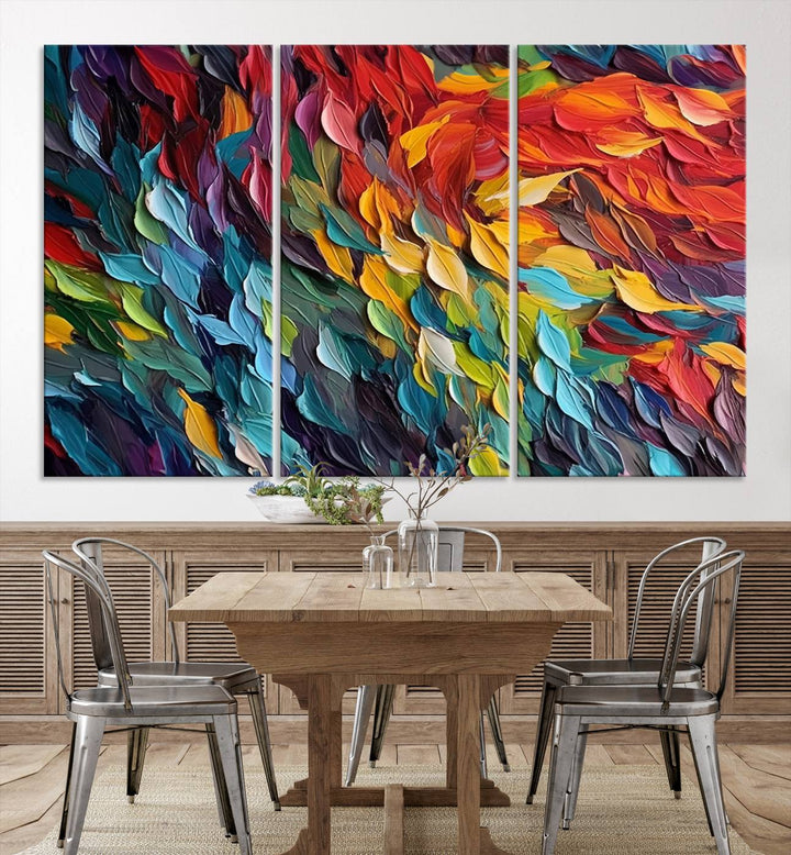 Colorful Abstract Leaf Wall Art Canvas Print