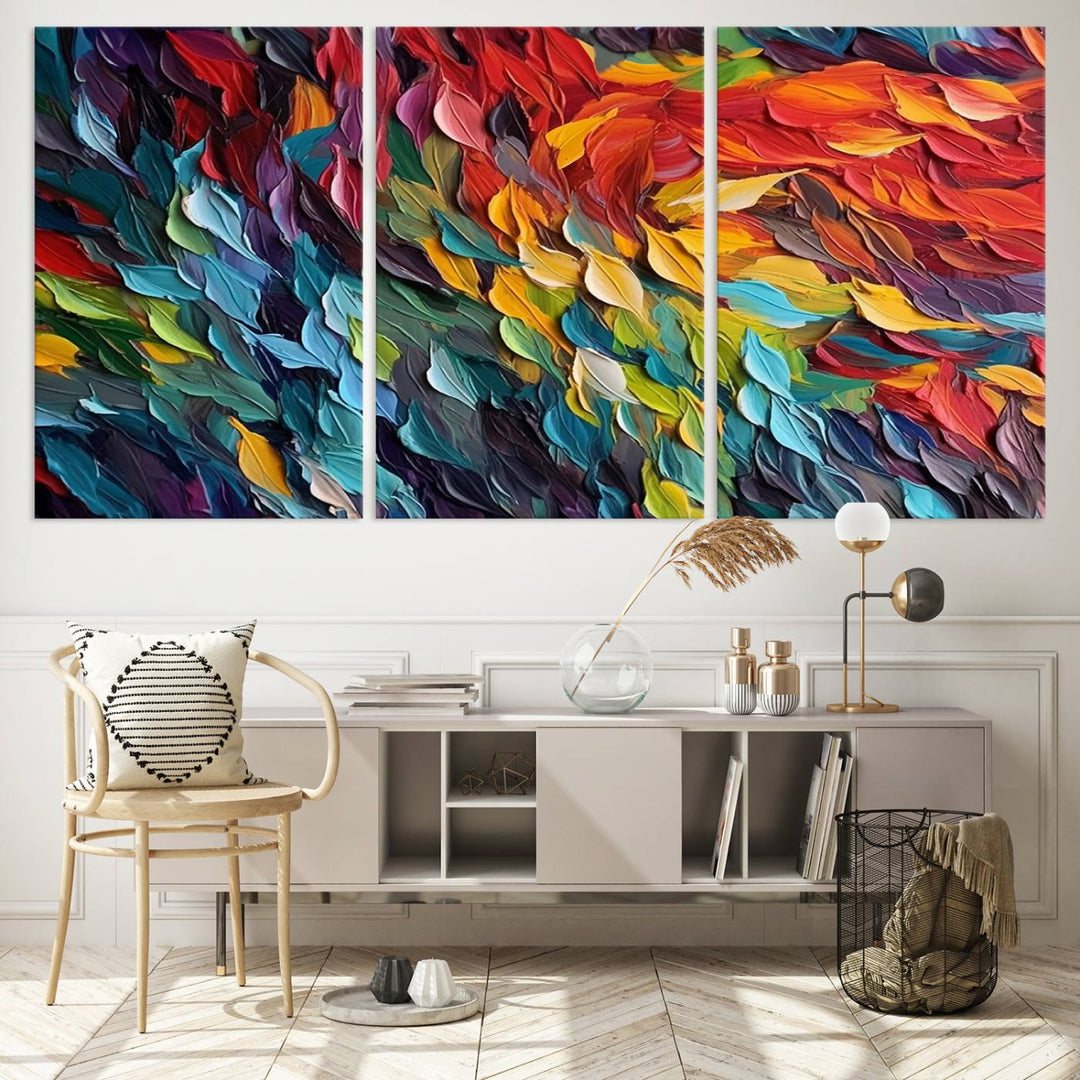 Colorful Abstract Leaf Wall Art Canvas Print