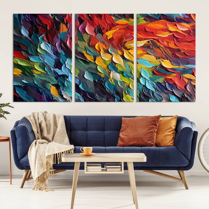 Colorful Abstract Leaf Wall Art Canvas Print