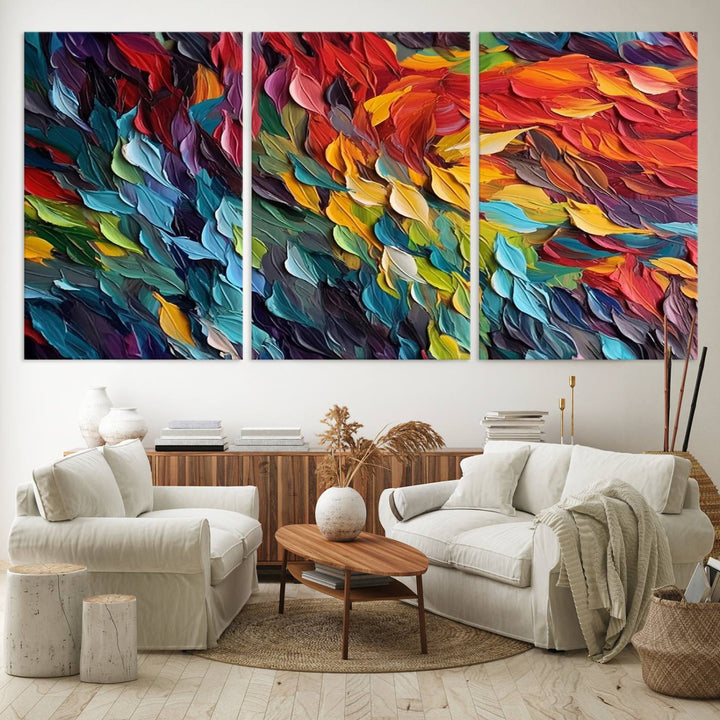 Colorful Abstract Leaf Wall Art Canvas Print