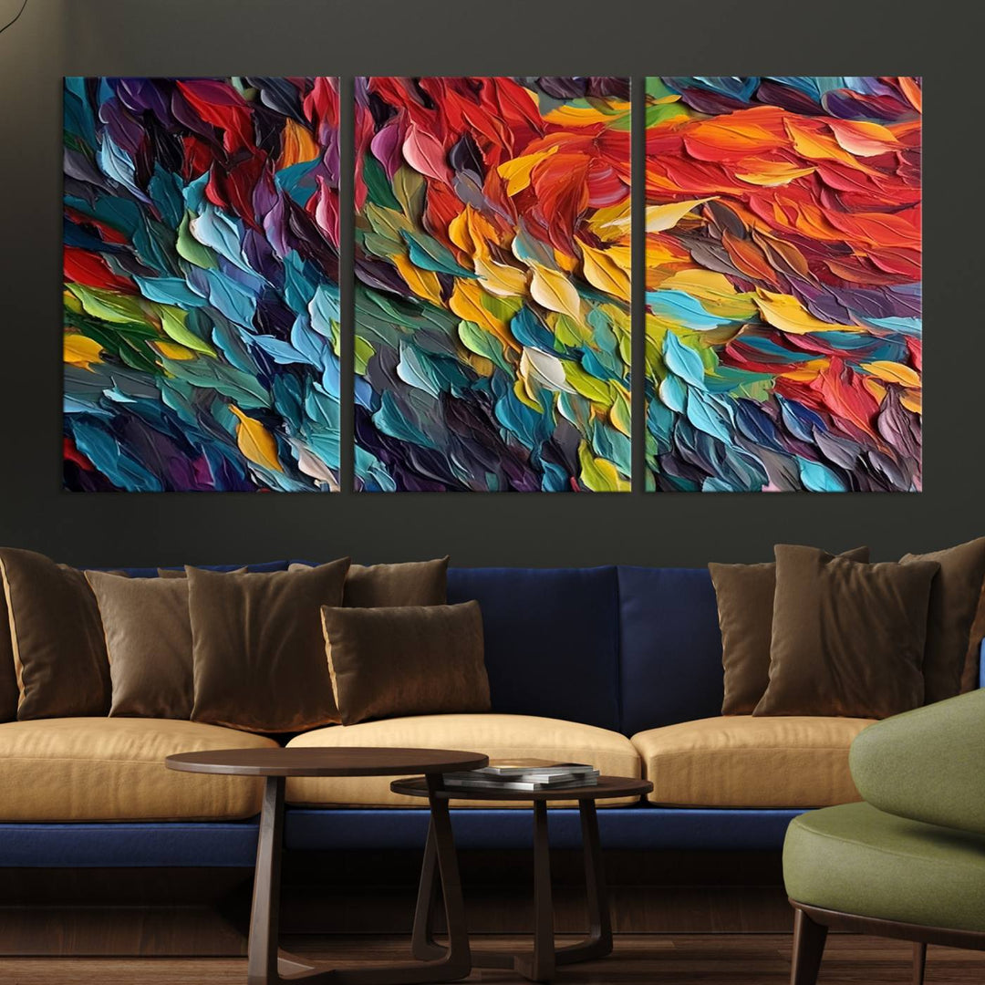 Colorful Abstract Leaf Wall Art Canvas Print