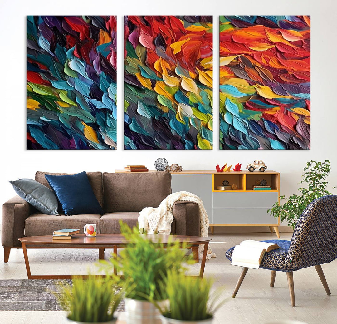 Colorful Abstract Leaf Wall Art Canvas Print