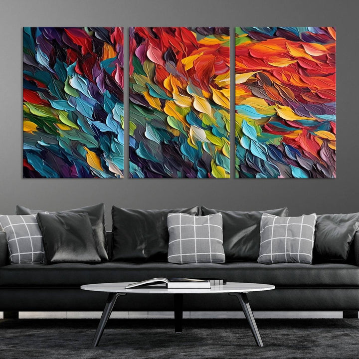 Colorful Abstract Leaf Wall Art Canvas Print