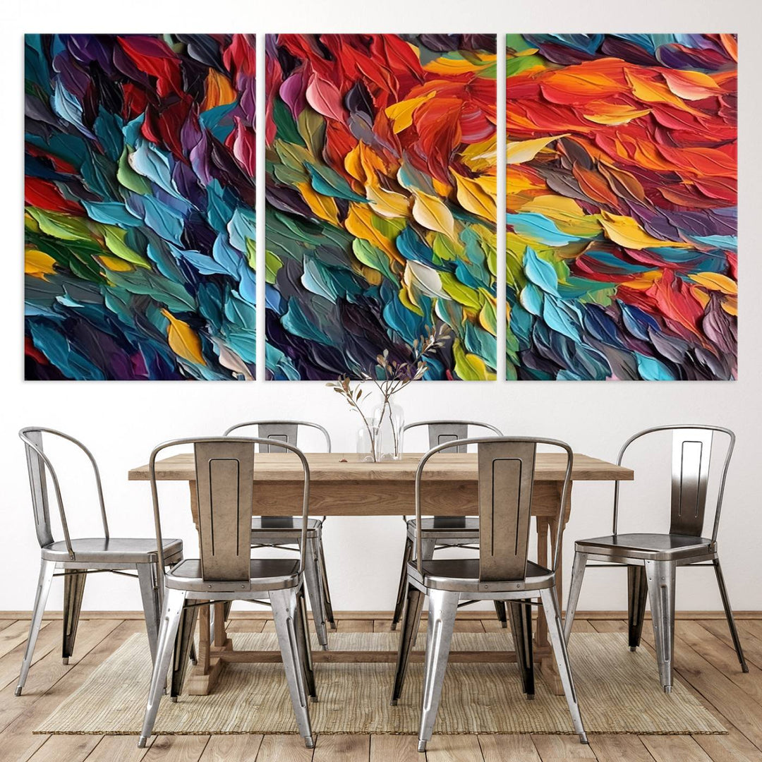 Colorful Abstract Leaf Wall Art Canvas Print