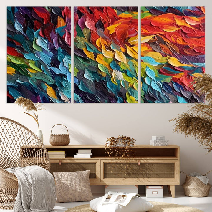 Colorful Abstract Leaf Wall Art Canvas Print