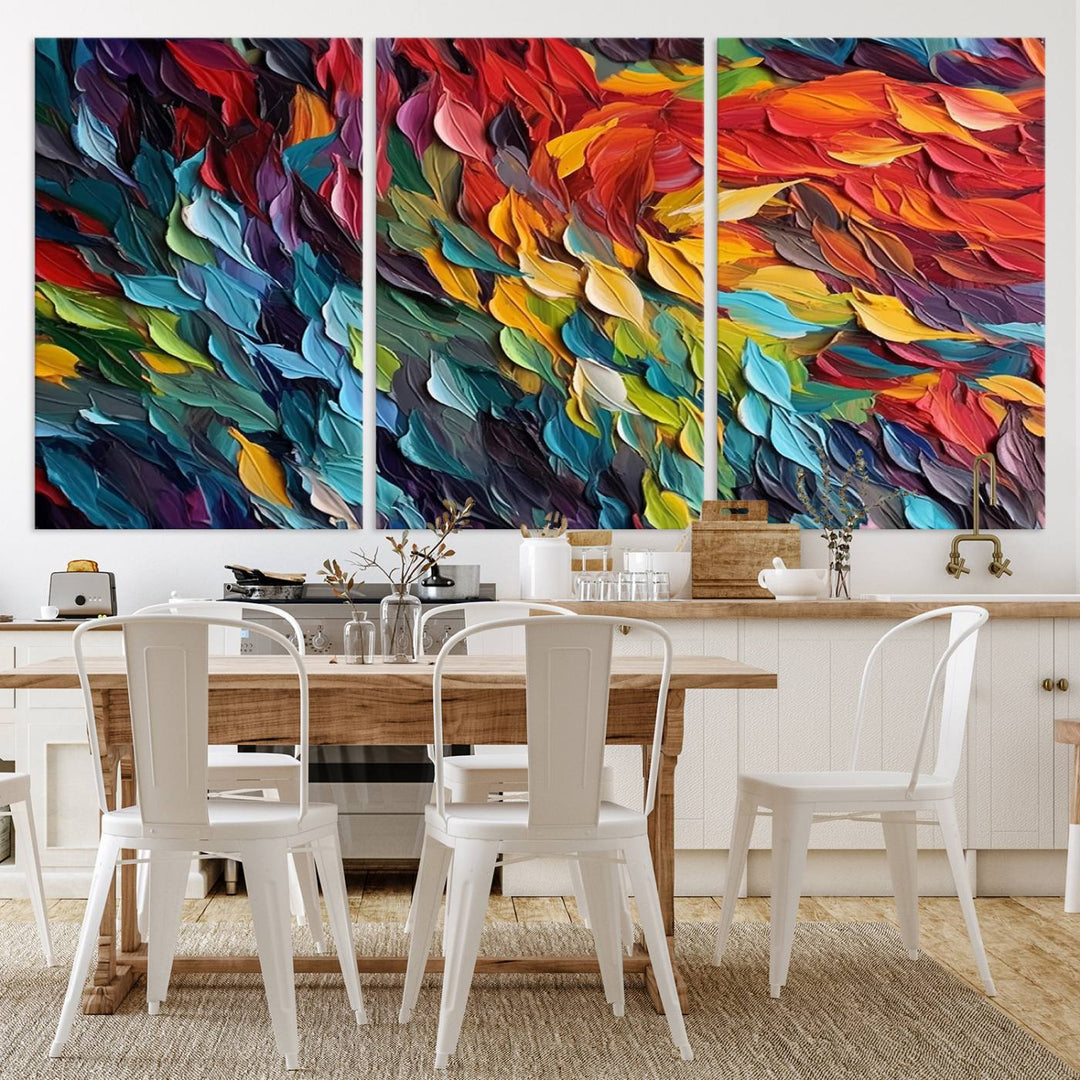 Colorful Abstract Leaf Wall Art Canvas Print