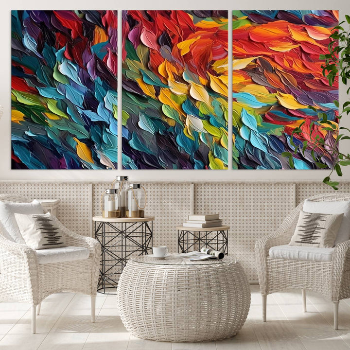 Colorful Abstract Leaf Wall Art Canvas Print