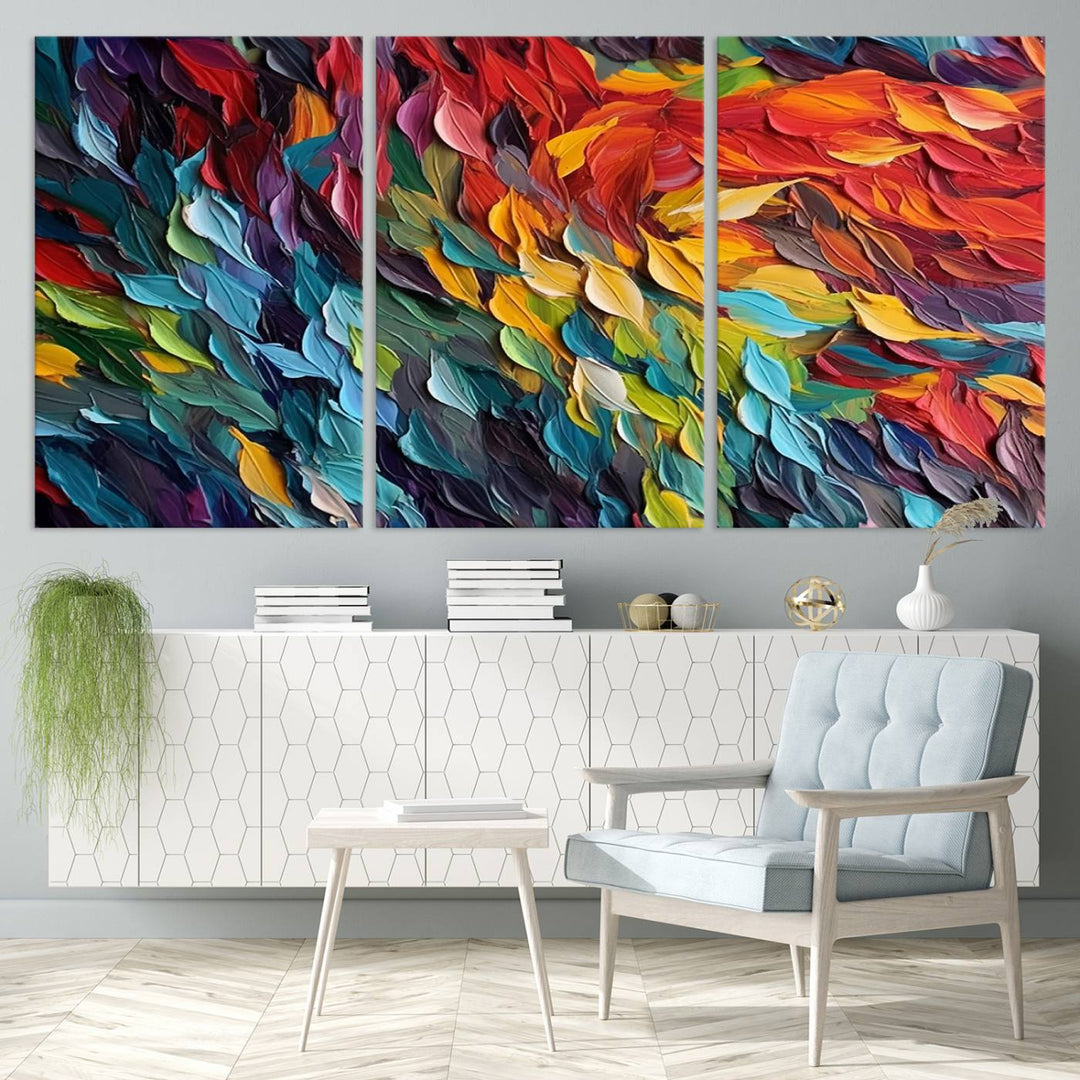 Colorful Abstract Leaf Wall Art Canvas Print