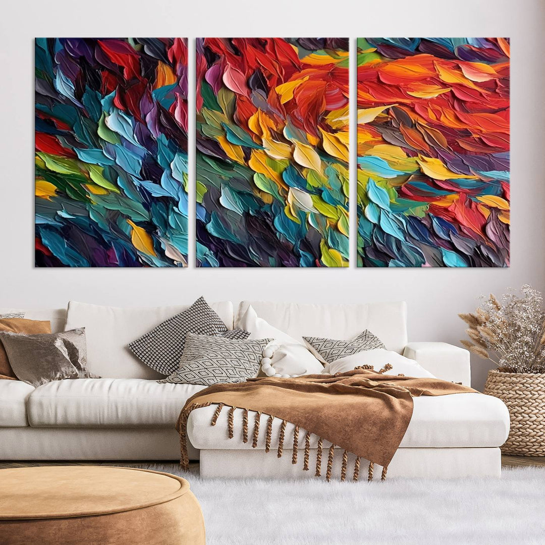 Colorful Abstract Leaf Wall Art Canvas Print