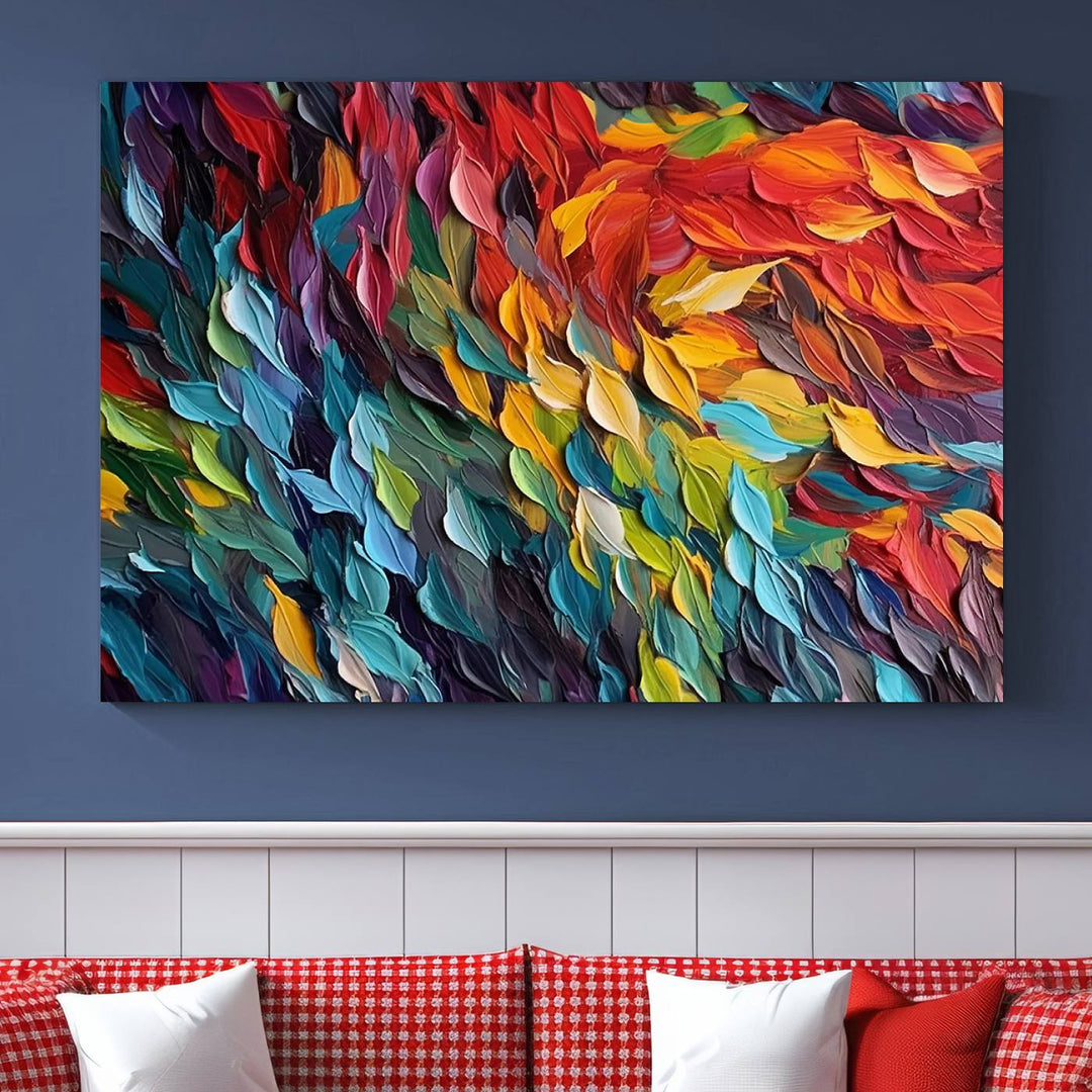 Colorful Abstract Leaf Wall Art Canvas Print