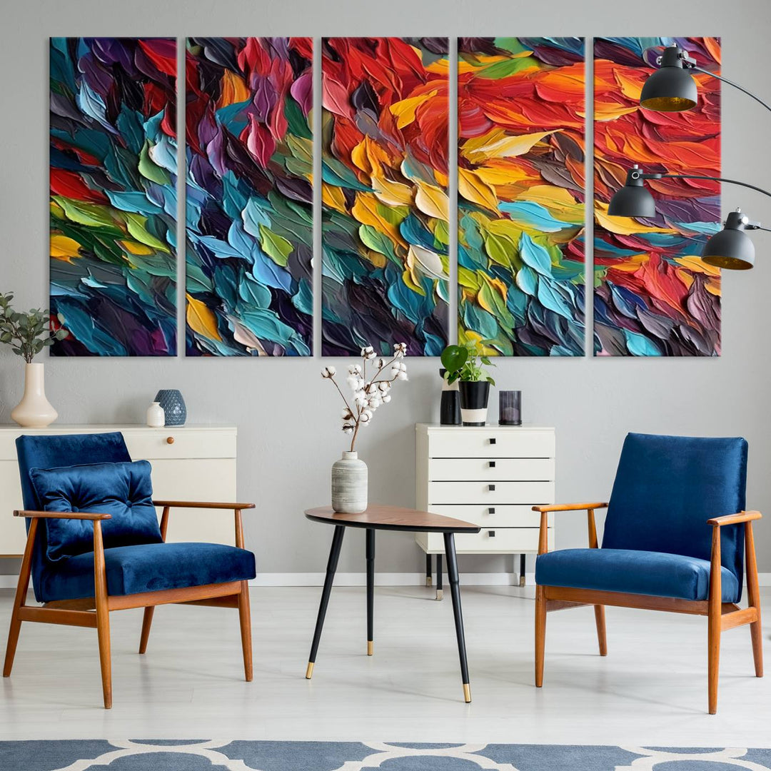 Colorful Abstract Leaf Wall Art Canvas Print