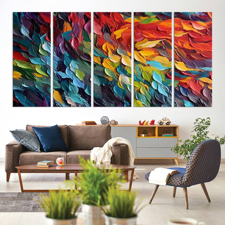 Colorful Abstract Leaf Wall Art Canvas Print