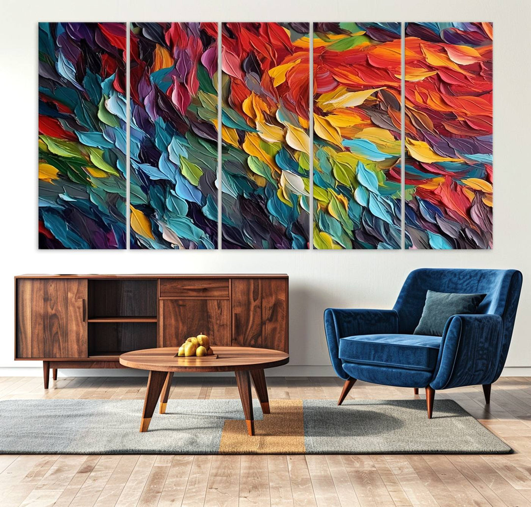 Colorful Abstract Leaf Wall Art Canvas Print